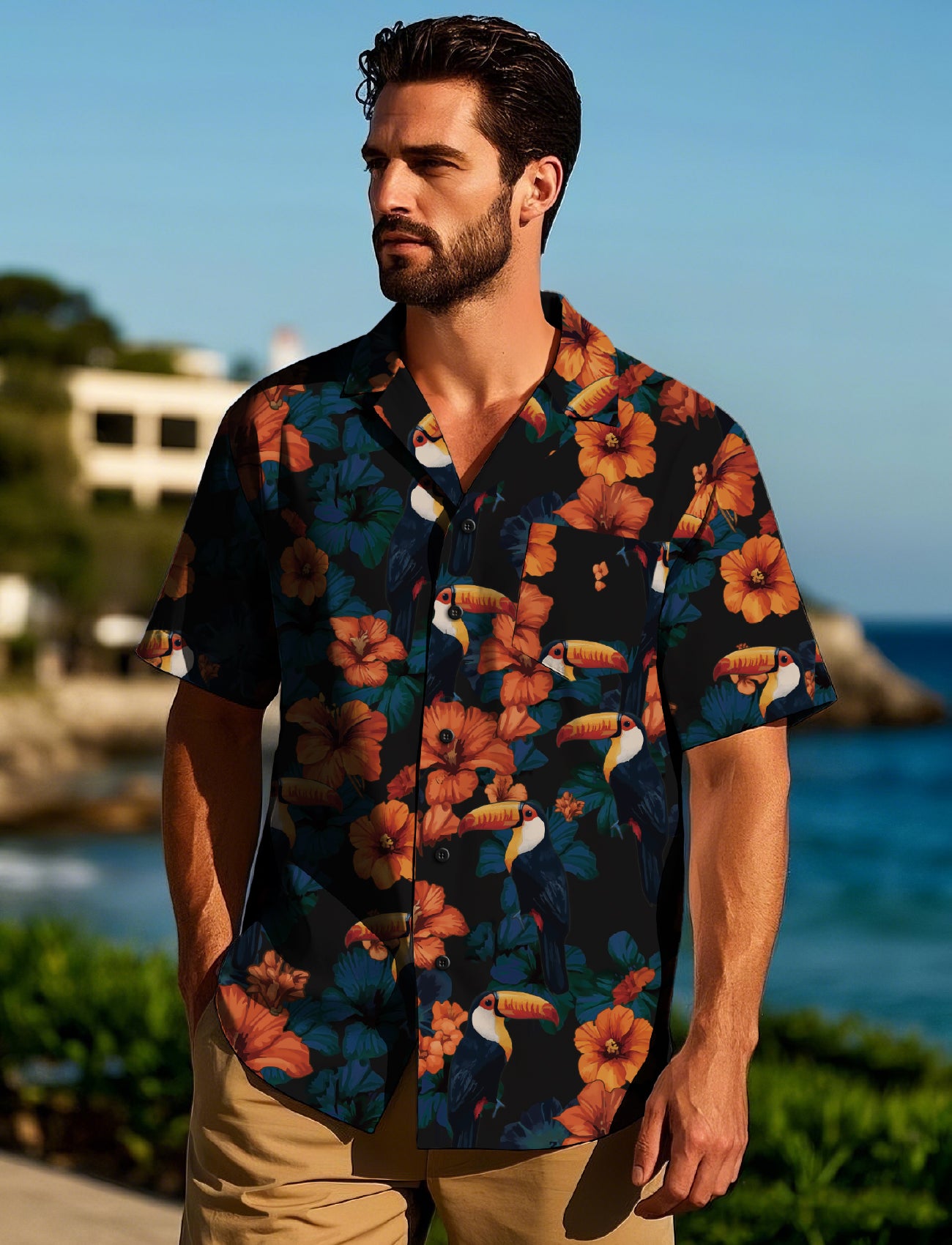 Hawaiian Shirts For Men Aloha Shirt Toucan Noir