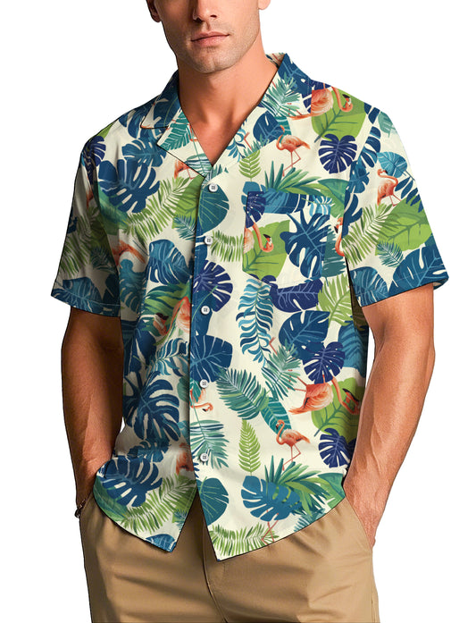 Mens Hawaiian Shirts Flamingo Grove